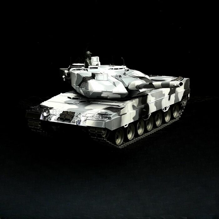 RC Panzer German Leopard 2A6 Schnee Tarnung Lackiert Heng Long 1:16 mit Stahlgetriebe -2