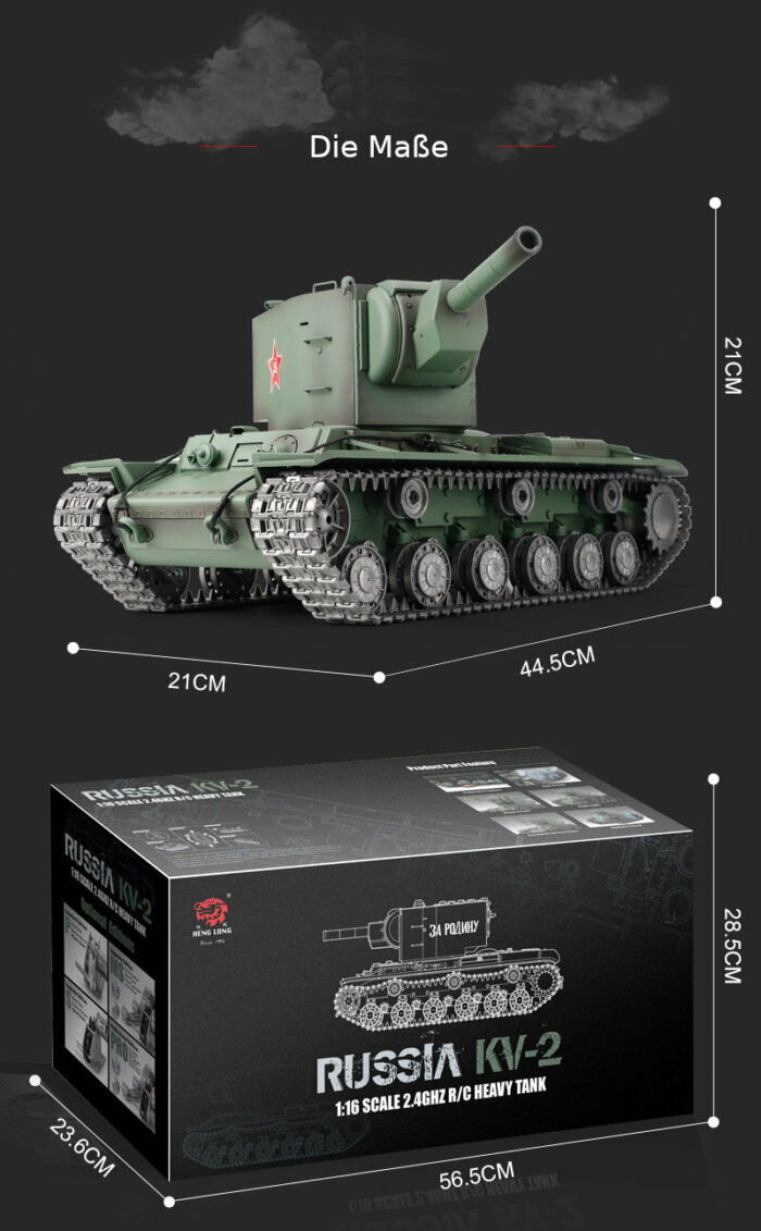 RC Panzer Russicher KV-2 Heng Long 1:16 mit R&S, Metallgetriebe (Stahl) und Metallketten -2,4Ghz -V 7.0 - PRO mit RRZ - Image 9