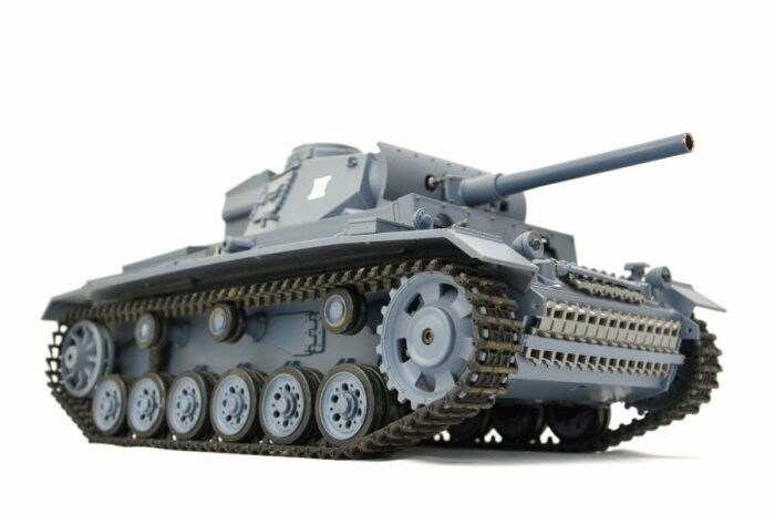 RC Panzer Kampfwagen III 1:16 Heng Long -Rauch&Sound - mit Stahlgetriebe und 2