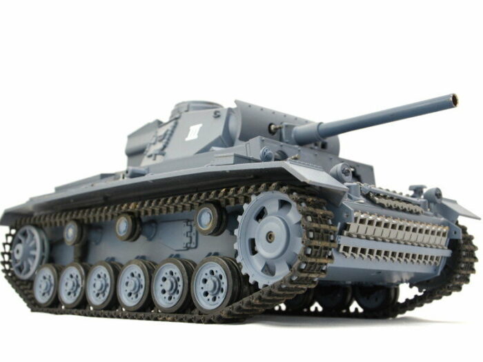 RC Panzer Kampfwagen III 1:16 Heng Long -Rauch&Sound - mit Stahlgetriebe und 2