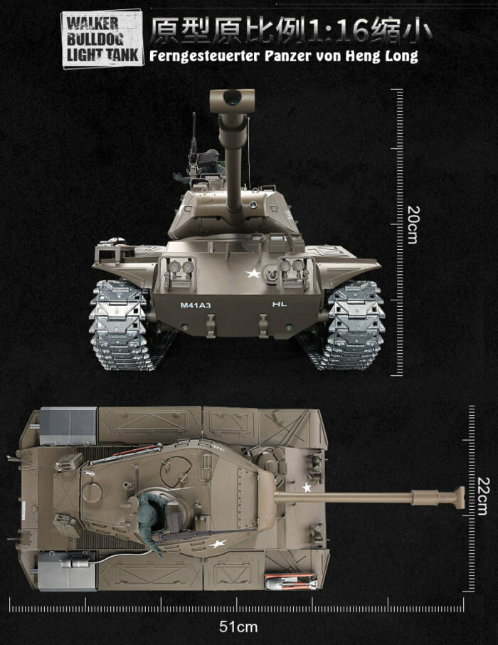 RC Panzer M41 A3 WALKER BULLDOG Heng Long 1:16 mit R&S, Metallgetriebe und Metallketten -2,4Ghz V7.0 -PRO - Image 13