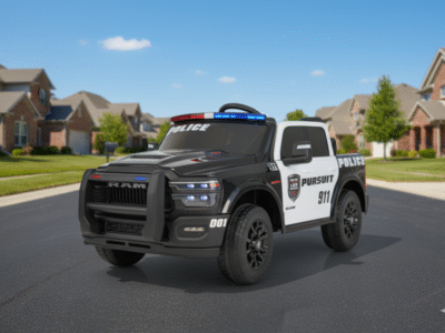 Home elektro kinderauto polizei dodge ram 2500 „rebel“ 24v mit ledersitz, 2 sitzer und eva reifen