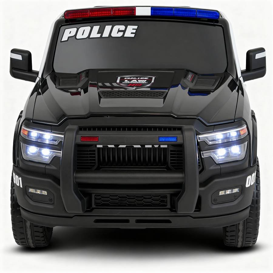 elektro kinderauto polizei dodge ram 2500 „rebel“ 24v mit ledersitz, 2 sitzer und eva reifen elektro kinderauto polizei dodge ram 2500 „rebel“ 24v mit ledersitz, 2 sitzer und eva reifen