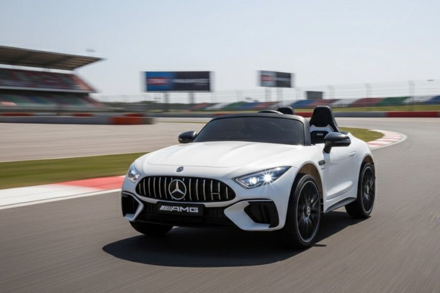 kinderfahrzeug – elektro auto „mercedes sl63 amg“ – lizenziert – 24v akku, 4 motoren, 2,4ghz fernsteuerung, mp3 + ledersitz + eva lackiert weiss kinderfahrzeug – elektro auto „mercedes sl63 amg“ – lizenziert – 24v akku, 4 motoren, 2,4ghz fernsteuerung, mp3 + ledersitz + eva lackiert weiss